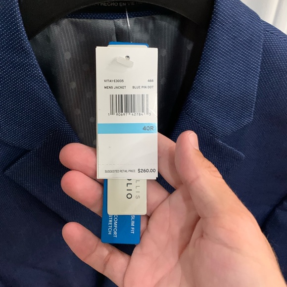 NWT Perry Ellis Navy pattern blazer 40R - Picture 3 of 8